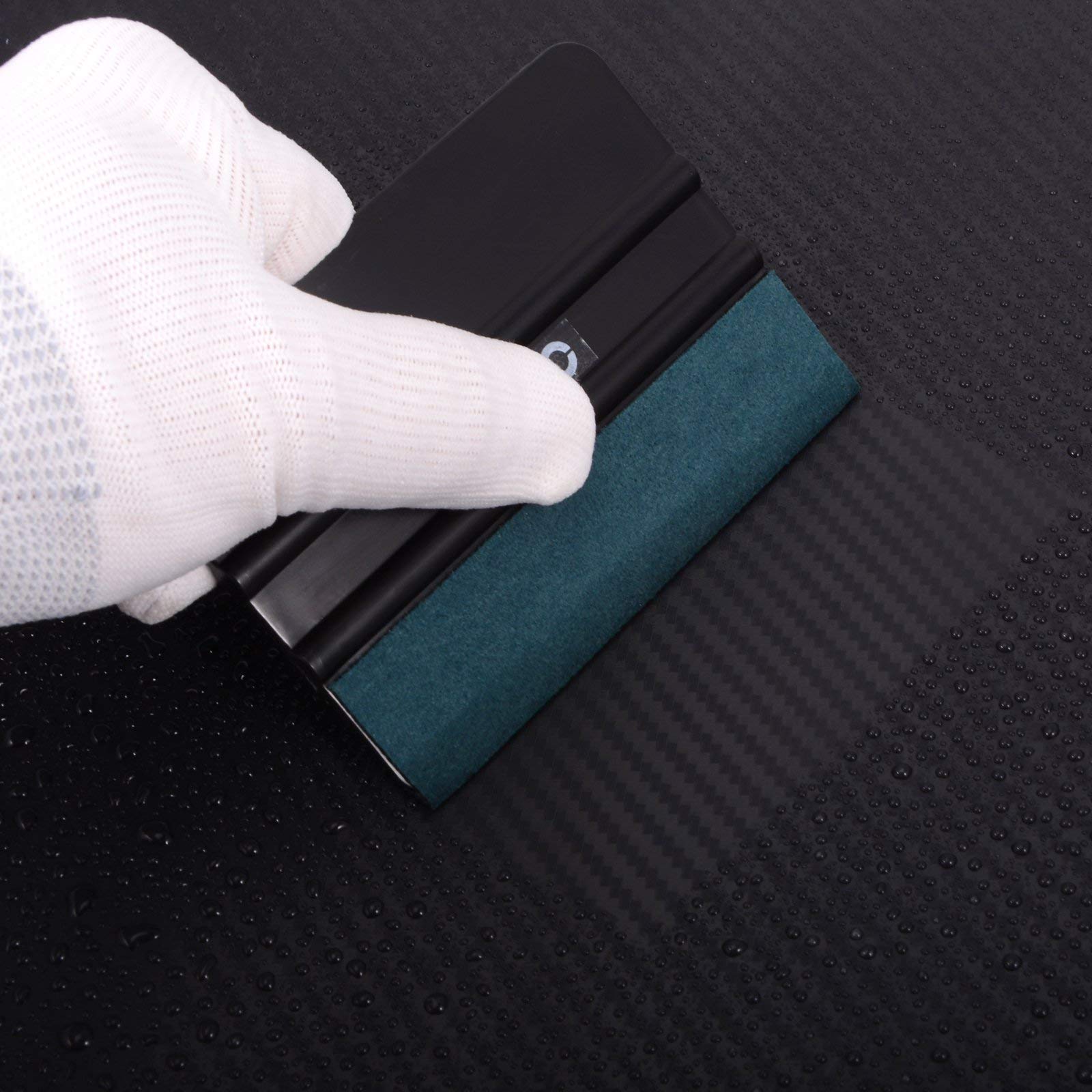 FOSHIO Vinyl Wrap Squeegee 4 Inch with Micro Fiber Suede Felt Edge, Scraper for Window Tinting, Sign Making and Sticker Wrap Application Tools, Pack of 3 Black Felt Squeegee for Vinyl