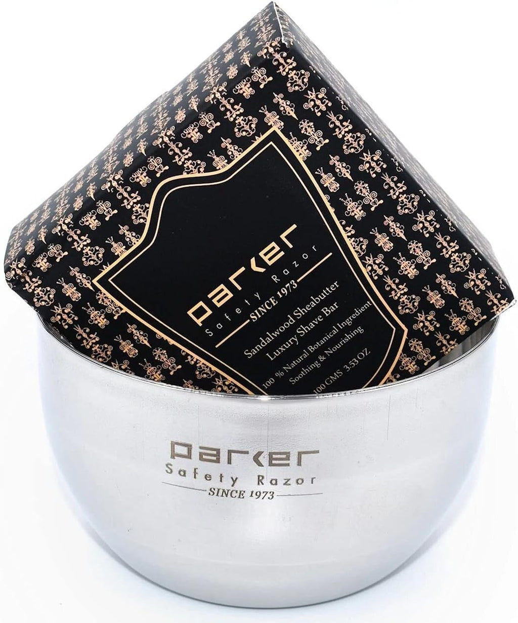 Parker Deluxe Unbreakable Stainless Steel Shaving Bowl – for use with your favorite Shave Soap or Lathering Shaving Cream