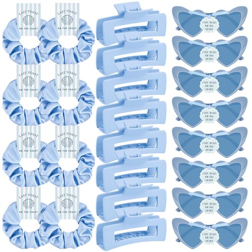 DEEKA 24 Pcs Last Toast On The Coast Bachelorette Party Favors Decorations Bridesmaid Proposal Gifts Heart Sunglasses Claw Clips Satin Scrunchies Accessories Set Bridal Party Wedding Gifts