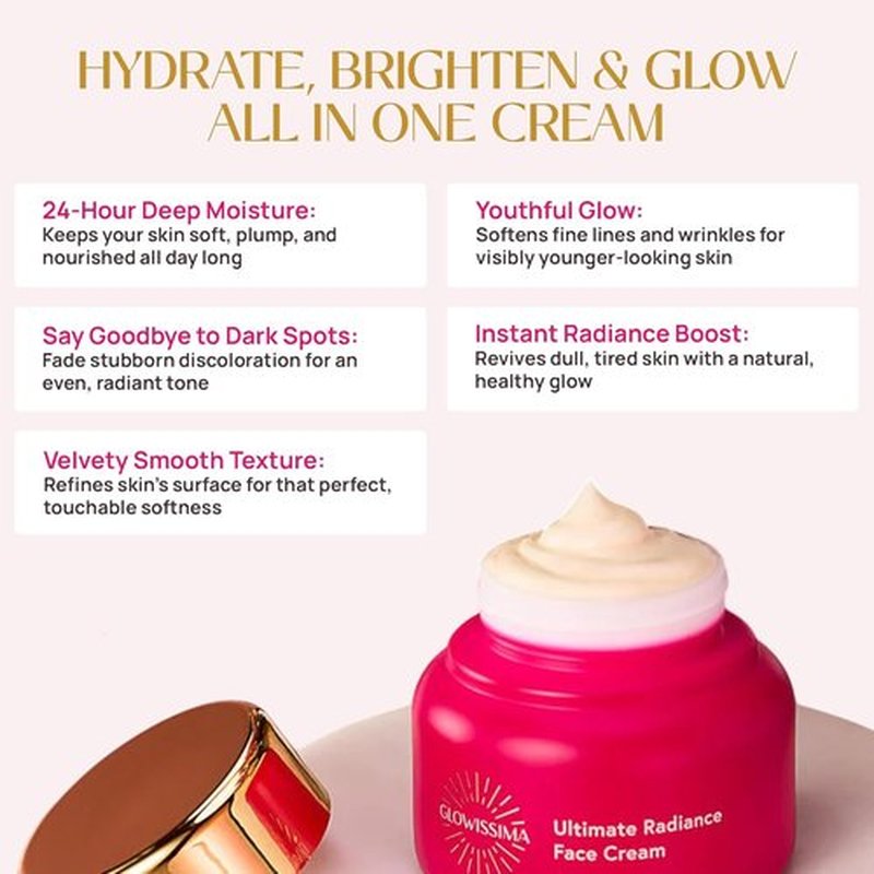GLOWISSIMA Ultimate Radiance Face Cream - Nourishing Moisturizer for Smooth Skin, Fragrance-Free, 1.7 oz