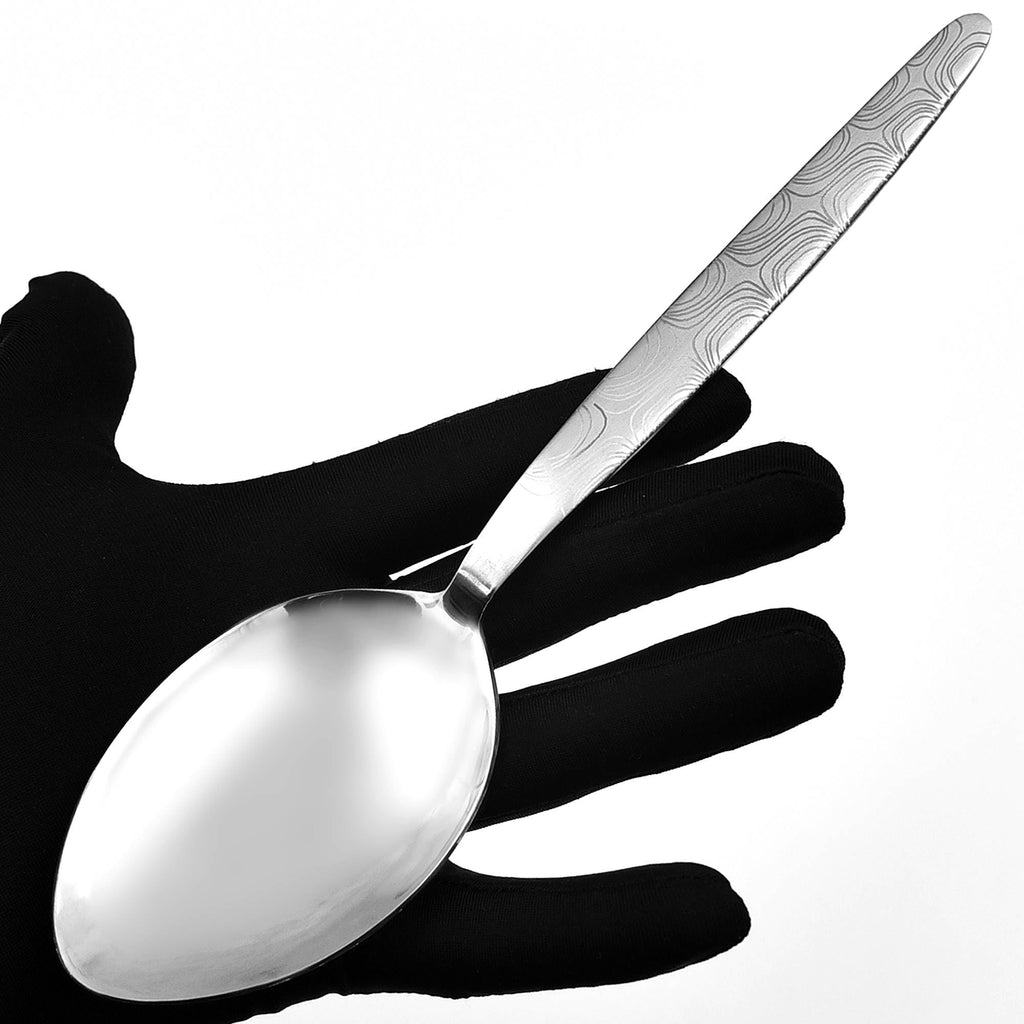 BNAZIND Kunz Special Edition Damascus Pattern Spoon | 18/10 Stainless Steel Plating 9 Inch Basting Quenelle Chef Cooking Utensils Dinner Serving Spoon