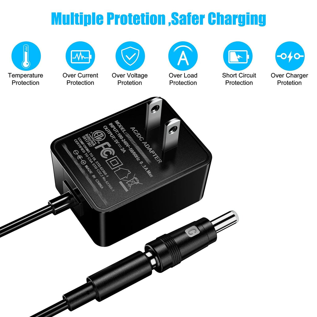 SoulBay 5V 2A AC/DC Power Supply Adapter with 8 Plugs, 2 Pack