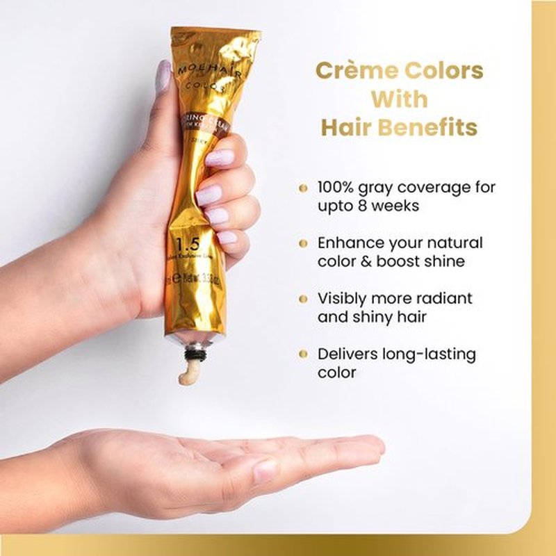 MOEHAIR 6NN Permanent Hair Color - Dark Blonde Intense | 100% Gray Coverage | Keratin-Infused, Non-Drippy (3.38 Oz)
