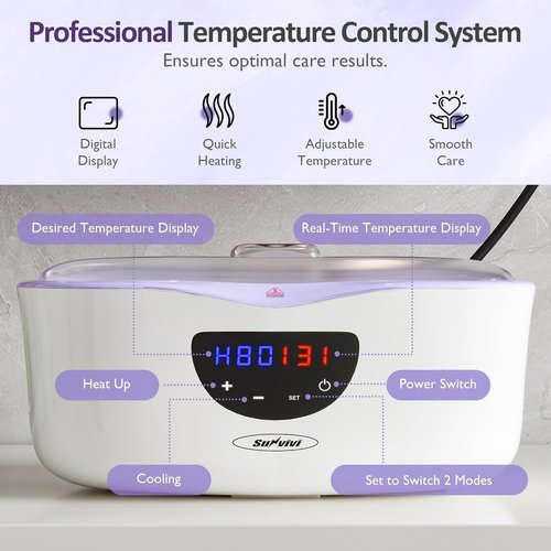 Sunvivi Paraffin Wax Machine for Hand and Feet, 4000ml Large Capacity Hand Wax Paraffin Machine Bath with 8PCS Refills, Moisturizing Kit Paraffin Wax Machine Auto-time Keep Warm for Arthritis