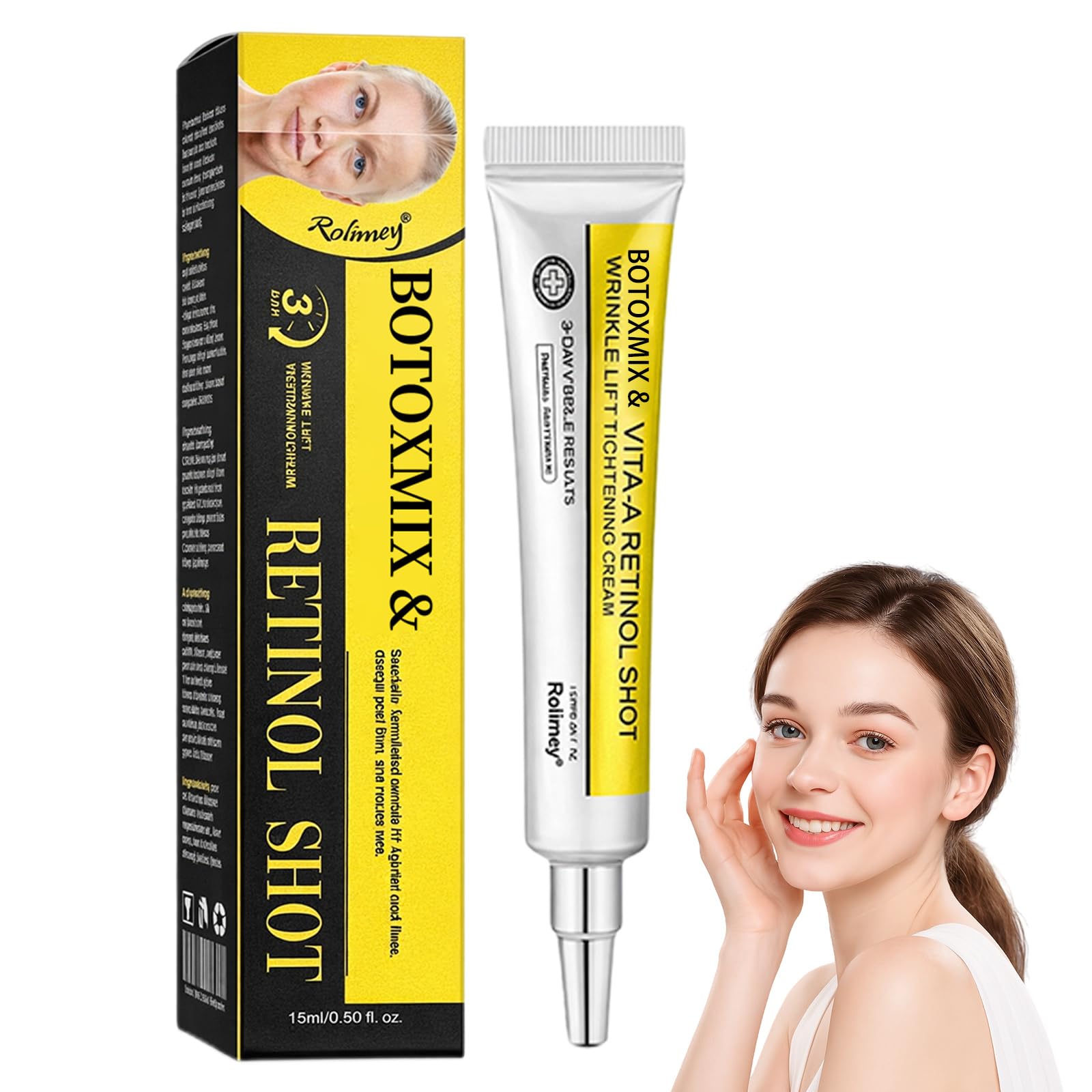 Rolimey Wrinkle-Liftt Botoxmix & Vita A Retinol Shot Tightening cream, Retinol Shot Wrinkle-Lift Tightening Cream, Lift and Tighten Skin, Deeply Moisturize (1PC)