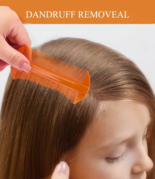 Dandruff Comb | Fine Tooth Stainless Steel Scalp Detox Tool for Lice Removal - Black & Orange