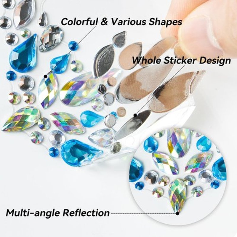 EMOME 12 Sets Face Gems Glitter, Face Eye Body Jewels Rhinestones for Women Makeup, Face Gem Nail Stickers for Fairy Butterfly Glitter Rave Outfit Accessories