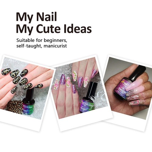 BURANO Nail Foil Glue Gel, with 40PCS Foil Sticker 15ML 2 Bottles Foil Gel, Nail Foils Nail Art Gel Nails Foil with Pen Designer Adhesive Transfer Nails Foil