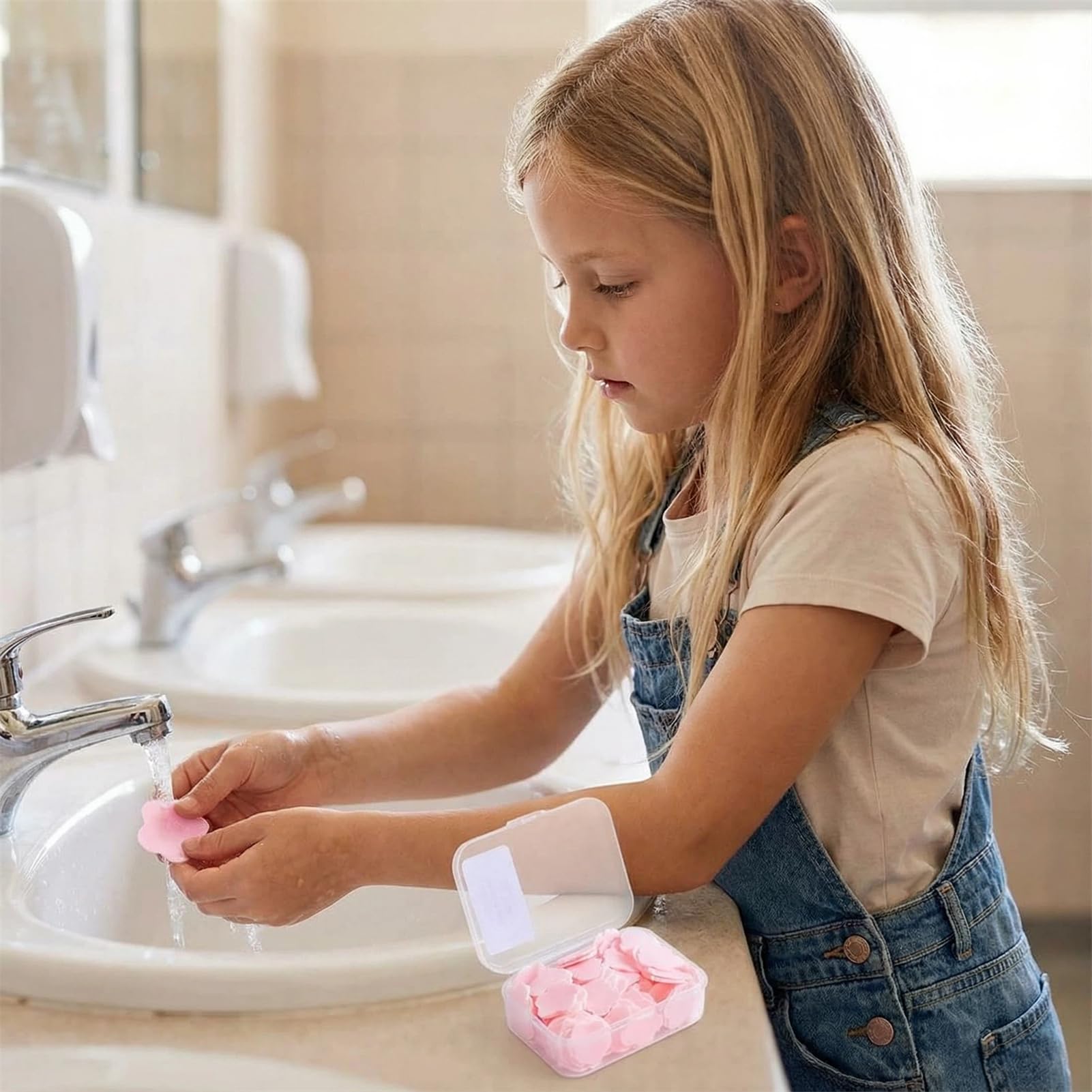 4 Different Scented Mini Fresh Portable Disposable Petal Hand Wash Sheets, Dissolvable Hand Bath Soap, Suitable for Children and Adults, Outdoor, Travel, Camping, 4 Boxes (Approx 400 Sheets)