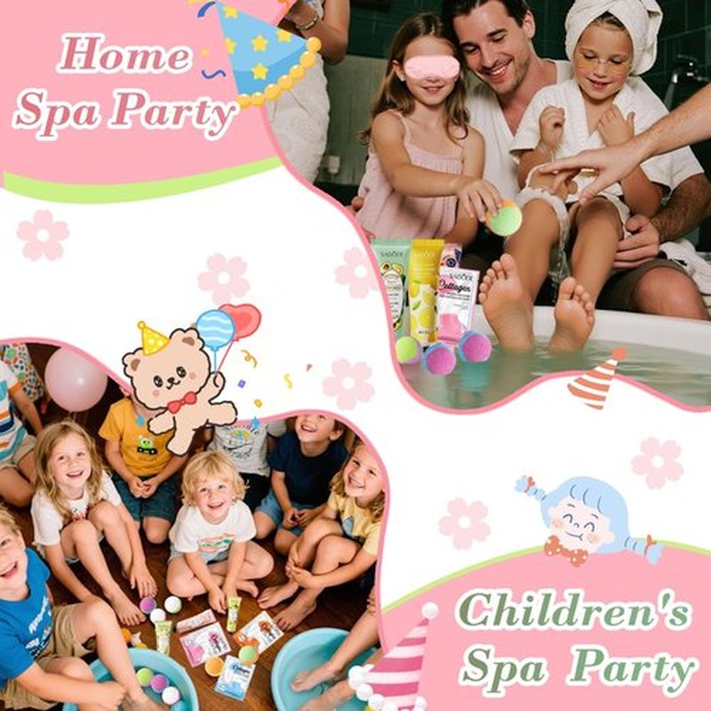 130PCS Spa Party Supplies for Girl, Spa Day Favors Essentials Include Face Masks Skincare, Games, Lip Balm, Under Eye Patches, Foot Bath Bomb, Birthday Sleepover Supplies Party Kit for Women Gift Set