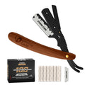 Utopia Care Straight Razors For Men, Professional Barber Straight Edge Razor with 100 Single Edge Blades, Stainless Steel, Beard Shaving Kit For Men, Premium Smooth Wooden Grip, Dark Brown
