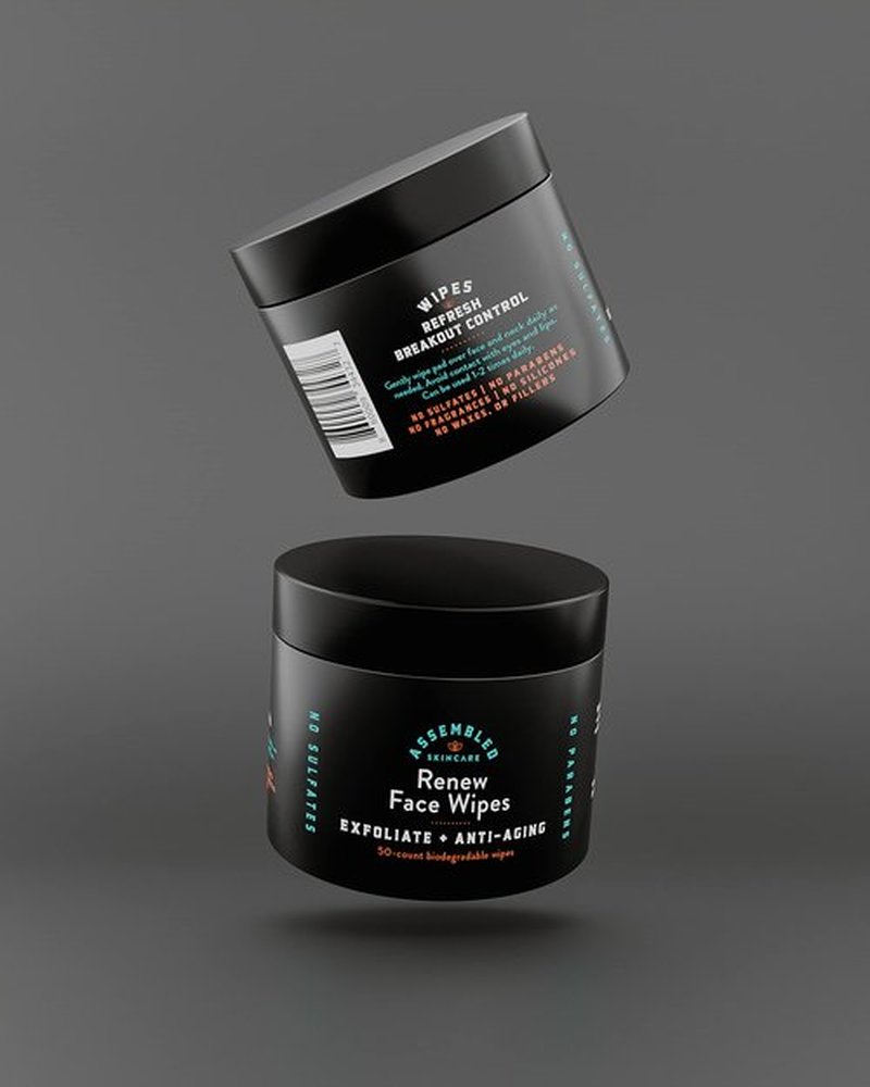 Renew Face Wipes, 50-Count (Pack of 1). Exfoliating, anti-aging, and pre-shave face wipes.