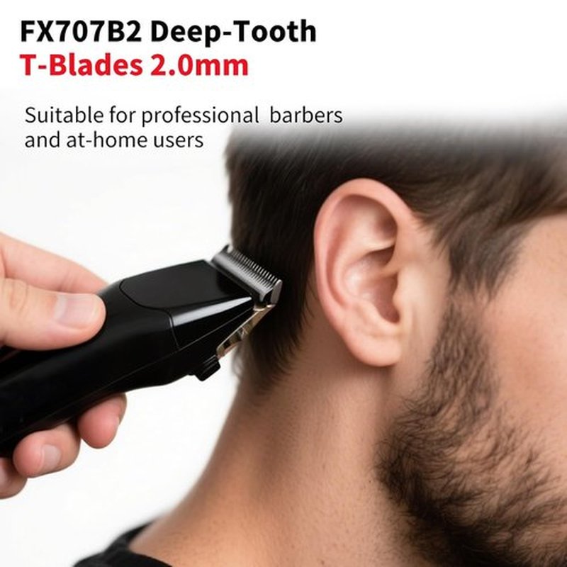 BaBylissPRO FX707B2 Trimmer Blades - Deep Tooth T Blade Replacement for FX787 & LoPROFX | 2 Pack, Black