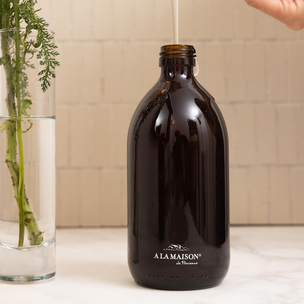 A LA MAISON French Liquid Hand Soap – Fresh Mint & Verveine – Natural, Refillable Hand Wash in Amber Glass Bottle – Made in France, Plant-Based & Biodegradable – 16.5 fl oz