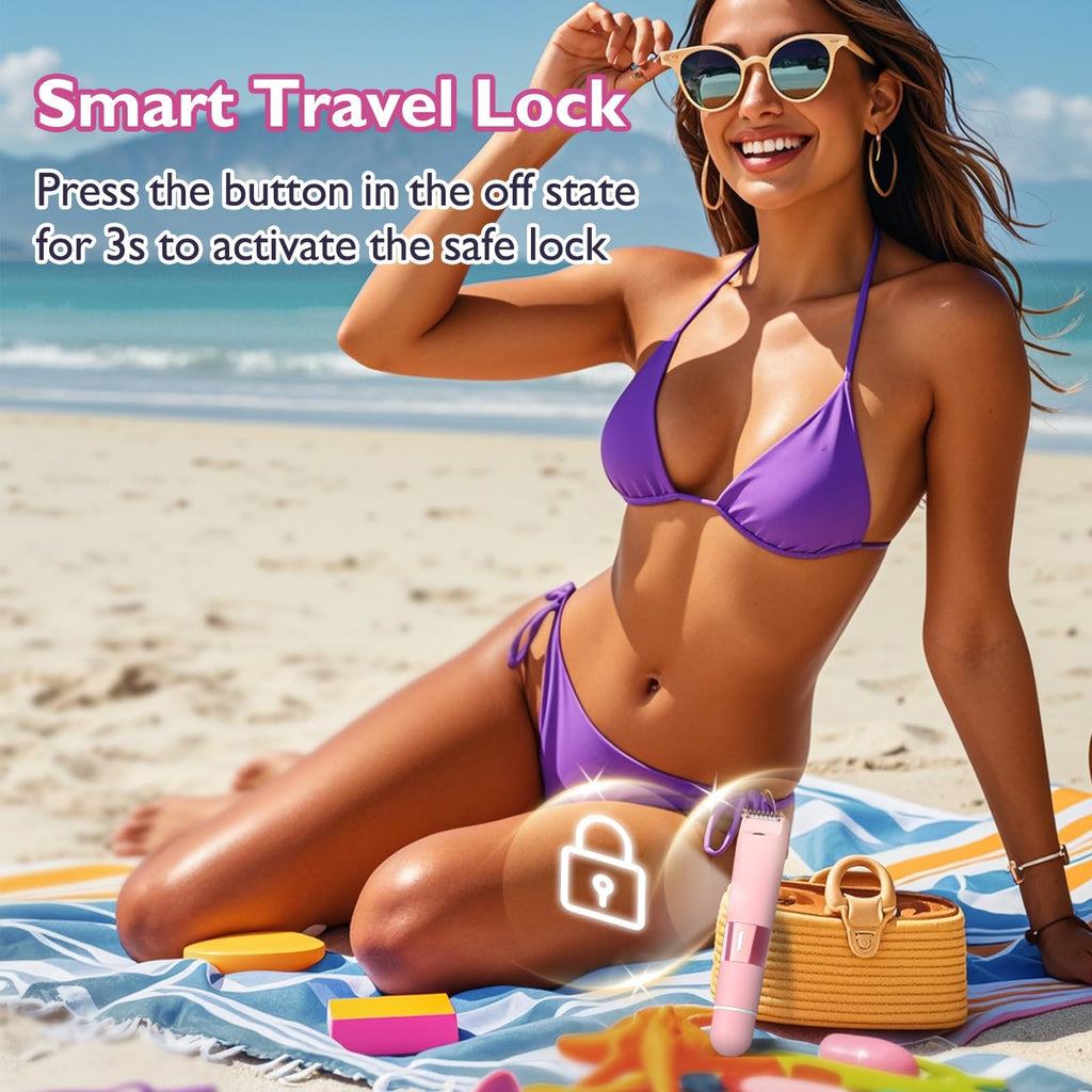 Bikini Trimmer for Women, Dual Head Electric Razors, Pubic Hair Trimmer with IPX7 Waterproof & Easy Cleaning, Rechargeable Painless Silk Glide Pro Shaver for Underarm Leg Arm Body Face, Cherry
