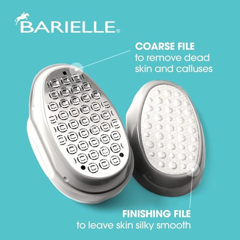 BARIELLE Portable Oval Gold & White Clamshell Foot File/Foot Rasp with 2.5oz Total Care Foot Cream 2-PC Foot Care Set