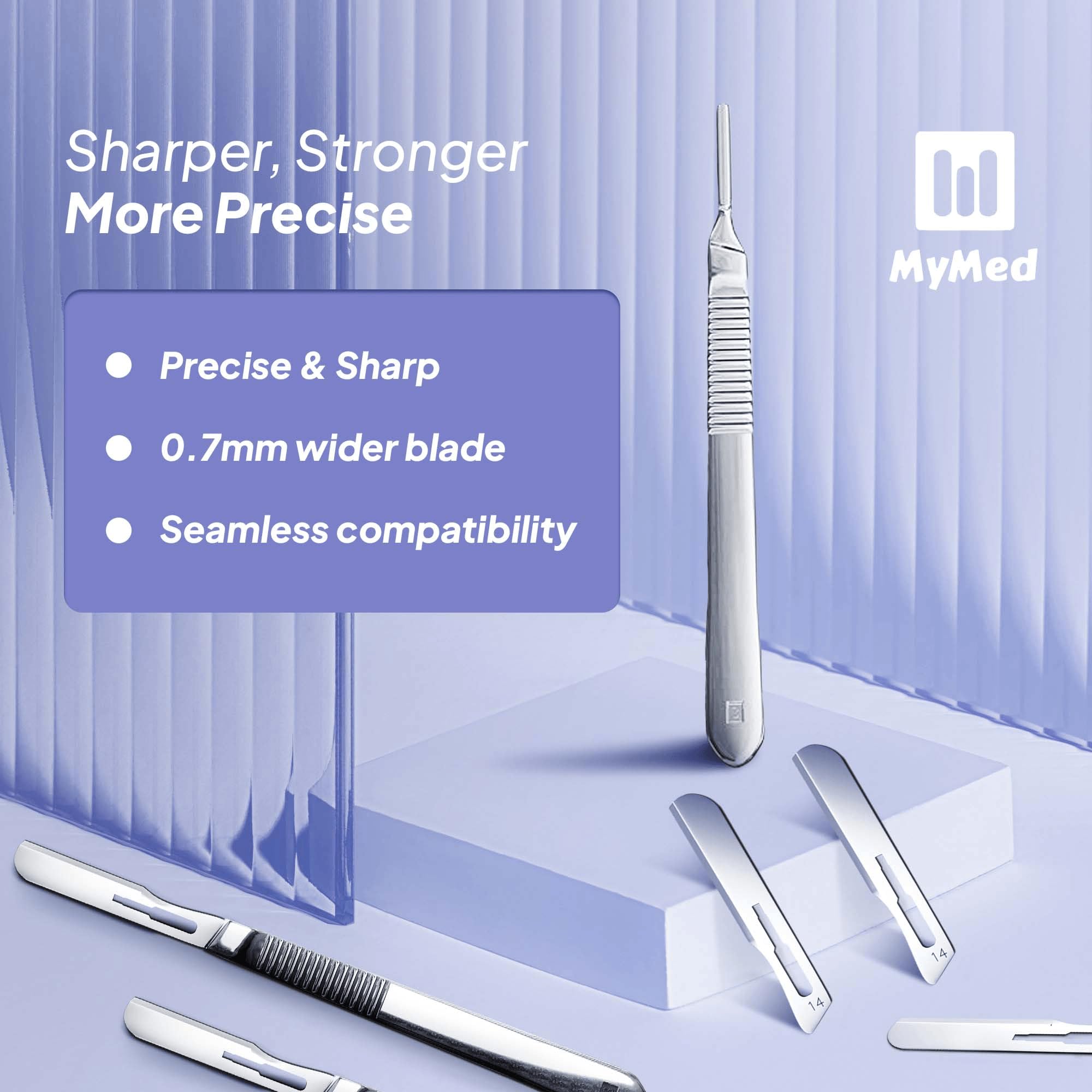 MyMed #14R Blades Dermaplaning Scalpels with Dermaplane Handle - Pack of 15 Dermaplane Razor for Women Face + Dermaplane Handle #3, Dermaplaning Tool for Face