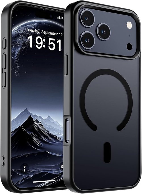 SUPFINE iPhone 17 Pro Max Case - Military Grade Drop Protection | Translucent Matte Shockproof, Black