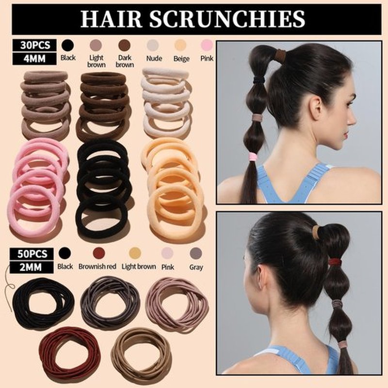 FANDAMEI Hair Ties Kit for Women, Velvet Scrunchies, Elastic Rubber Bands, Seamless Hair Ties, Hair Clips, Bobby Pins, U Shaped Hair Pins for Styling, Hair Accessories Kit