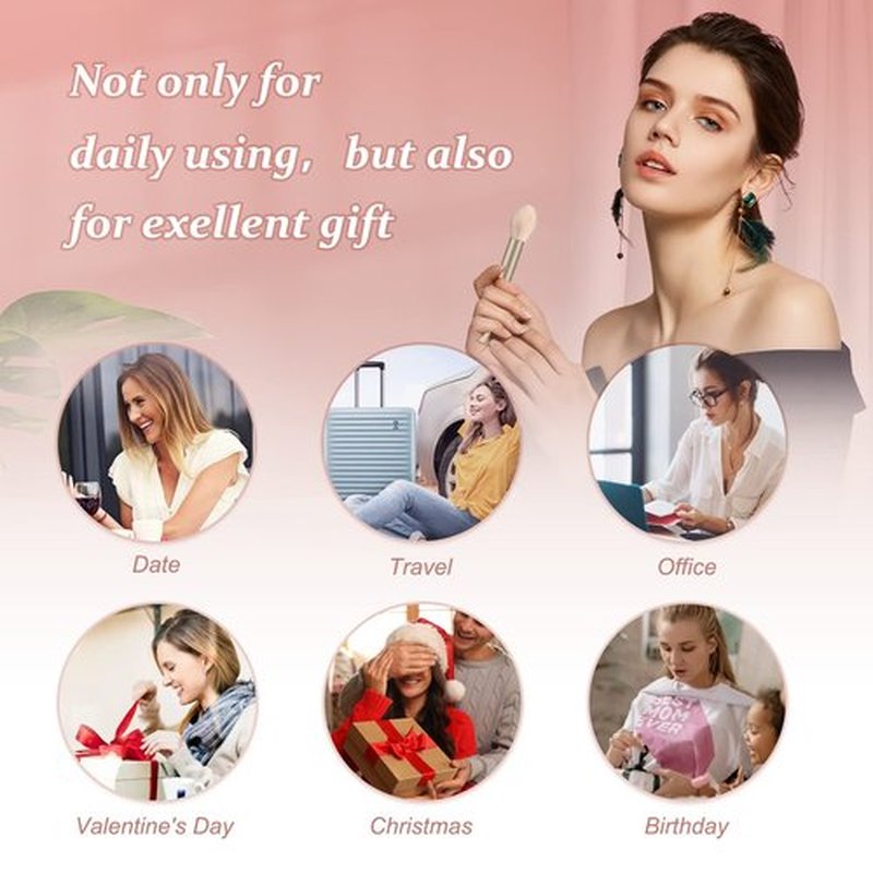 Qiong All in One Makeup Kit - Set for Women, Girls & Teens, Include 10 Colors Eyeshadow Palette, Lip Gloss, Eyebrow Eyeliner Pencil, Waterproof Mascara, 6 Pcs Brushes (Pink Kits)