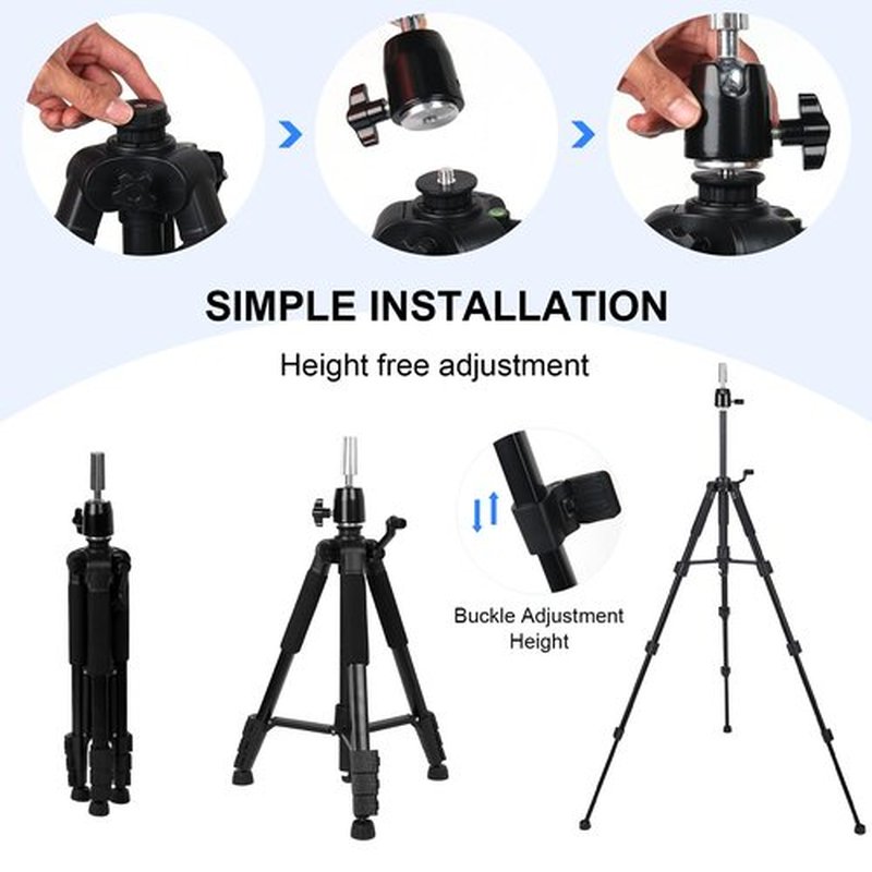 NomadSphere Wig Stand Tripod with Non-Slip Base 62 Inch Adjustable Metal Mannequin Head Stand with Hook, Heavy Duty Manikin Head Tripod for Making, Display, Training (Mannequin Head Not Included)
