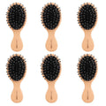 URTHEONE 6 Pcs Hair Brush Mini Boar Bristle Hairbrush, Pocket Travel Small Paddle Hair Brush for Men Women Kids Thick Curly Thin Long Short Wet or Dry Hair Detangle Massage Add Shine
