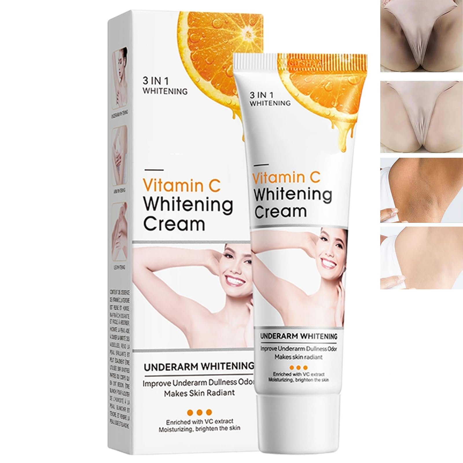 Crema para Aclarar las Axilas y Partes Intimas, Eliminador de Manchas Oscuras para la Cara, Crema Aclaradora para Áreas Íntimas, Cuello, Axilas, Codos, Muslos Internos y Rodillas
