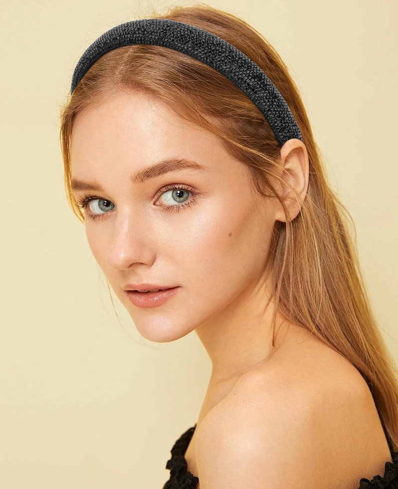 Wecoe 2pcs Rhinestone Headbands Women Girls Sparkly Bling Diamond Silver Black Headband Fashion Comfortable Head Band Non Slip Birthday Wedding Formal Hair Accessories For Women Girls Gifts