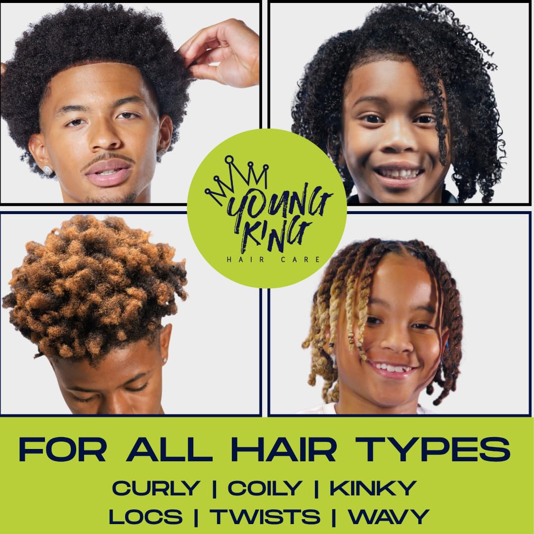 YOUNG KING HAIR CARE Kids Curl Cream for Wavy, Kinky and Curly Hair | Curl Defining, Moisturizing & Softening with Shea Butter and Marshmallow Root (8.02)