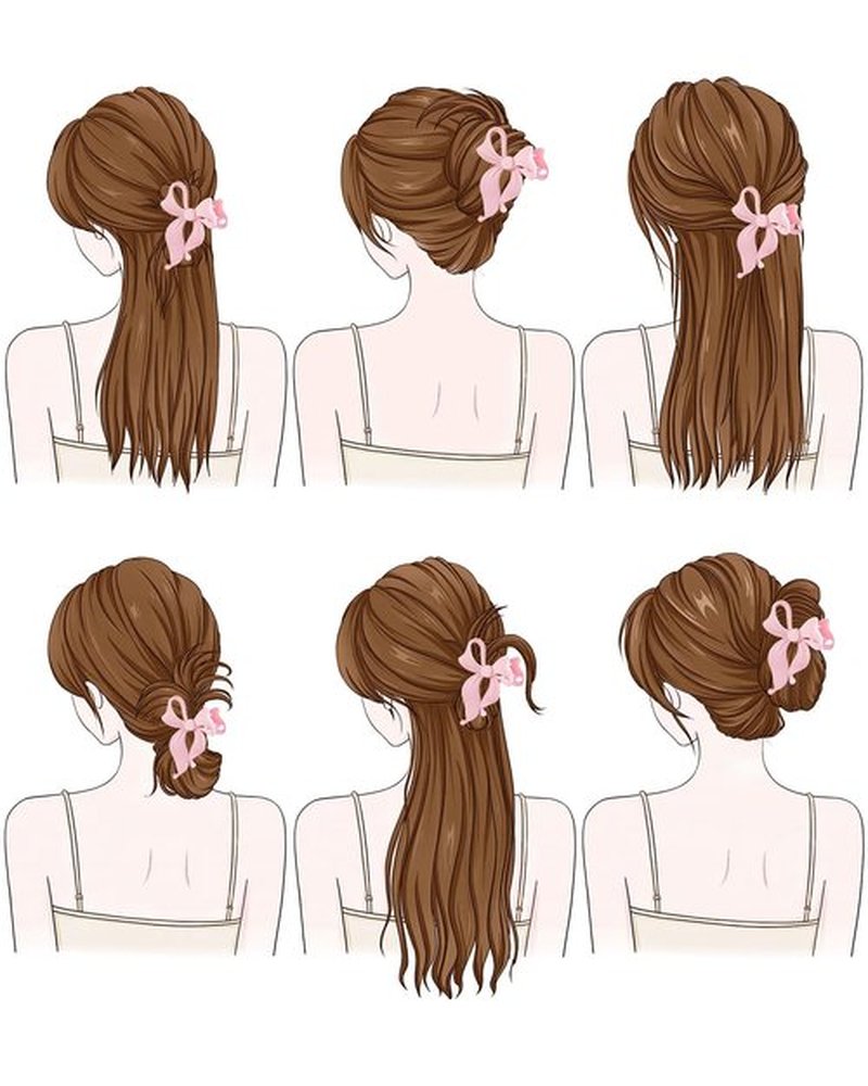 Mesovor 4 Pack Cute Bow Claw Clip for Women, Nonslip Large Matte Strong Hold Bows Hair Clips for Thin and Thick Hair | Chic Hair Styling Accessories (4.1" Black, Brown, Beige, Pink)