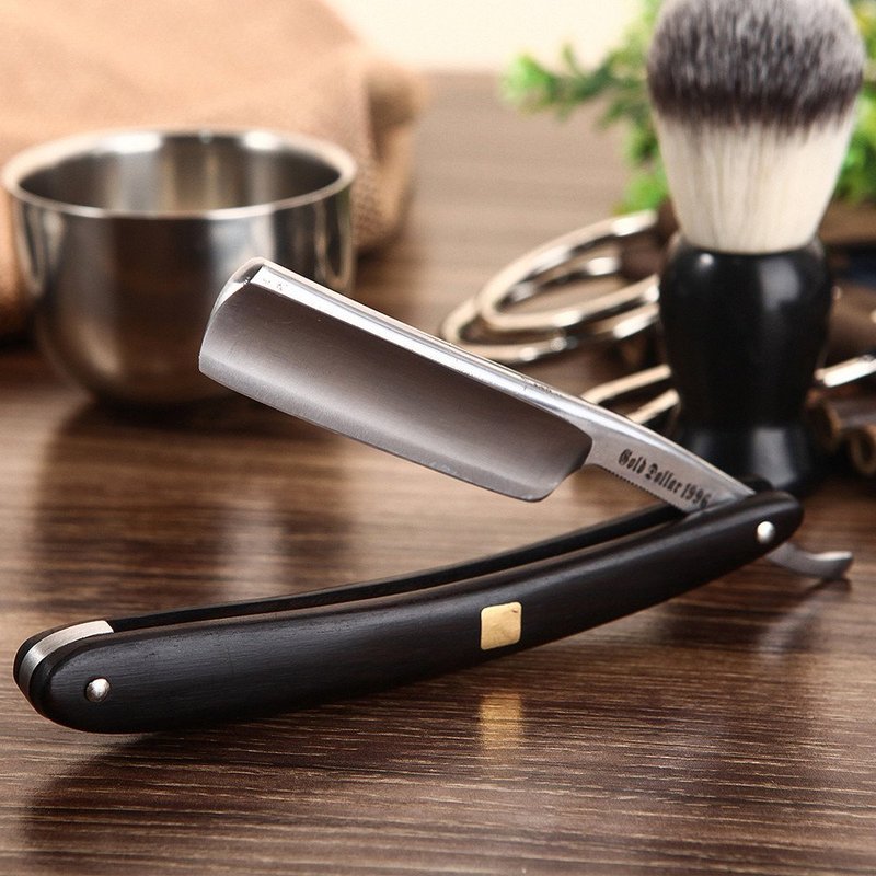GOLD DOLLAR straight razor wooden scale vintage razor for men & barber shaving ready without stabilizer