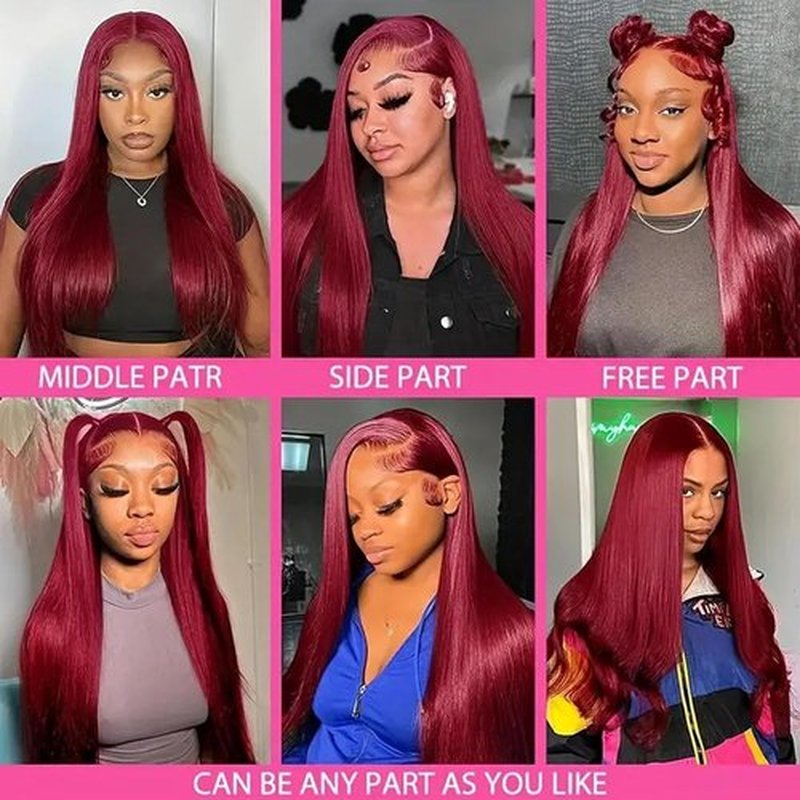 Arsola 99j Burgundy Lace Front Wigs Human Hair Red Burgundy Wig 200% Density 13x6 HD Transparent Straight Lace Frontal Wigs Pre Plucked with Baby Hair Glueless Wig s for Women 26 Inch