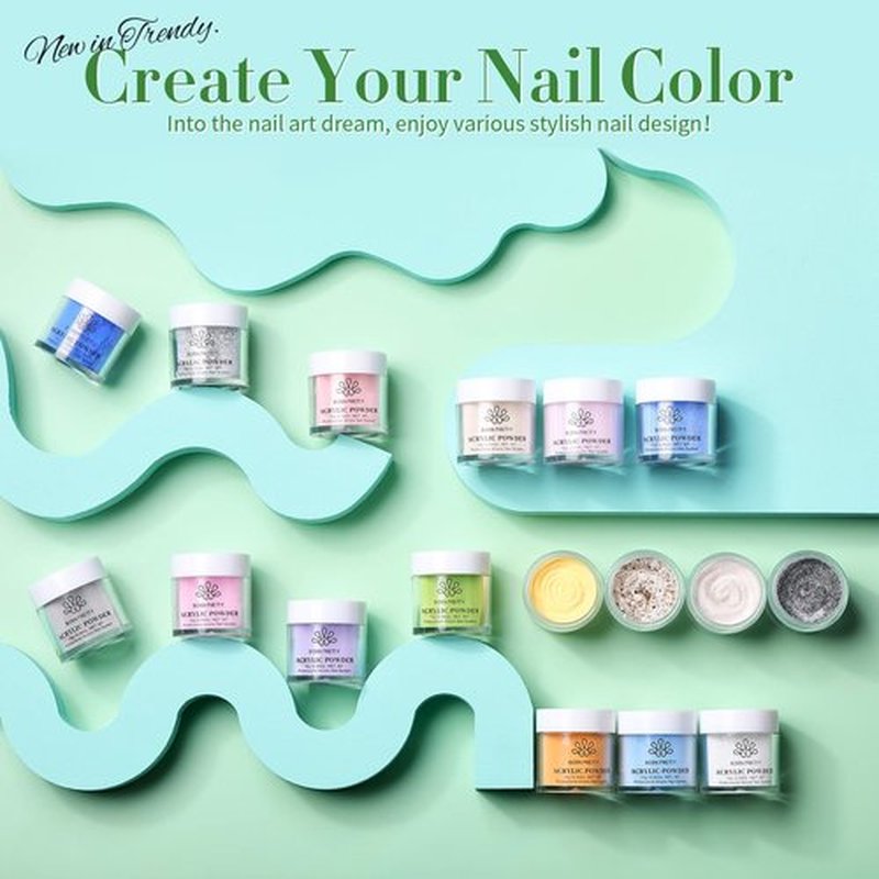 BORN PRETTY Acrylic Powder Set 36 Colors Acrylic Nail Powder Nude Pink Burgundy Red Green Blue White All Seasons Professional Polymer 3D Nail Art Kit for French Extension Carving Valentines Day Gift