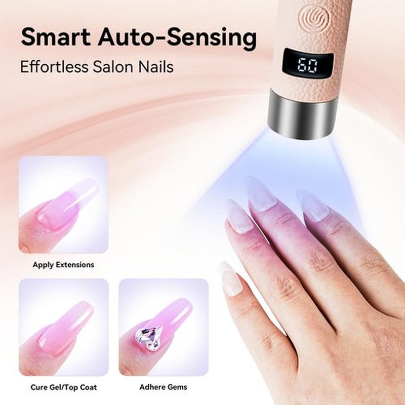 JODSONE Magnetic Bracket U V LED Nail Lamp Cordless Rechargeable Gel Polish Dryer Portable with Smart Sensor 2 Timers LCD Screen for Home DIY & Salon
