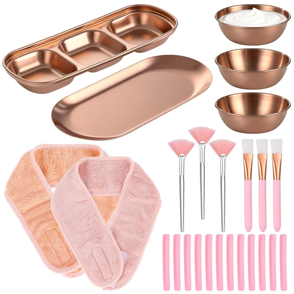 25 Pcs Facial Kits for Women, Rose Gold Facial Supplies for Esthetician