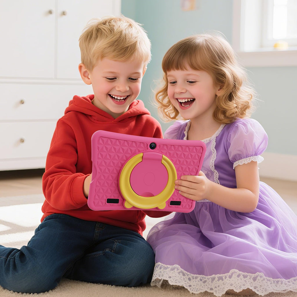 DigiLand 10.1 Inch Kids Tablet, Android 15 Tablet for Kids,6G+32GB up to 128GB,6000mAh Battery,Dual Camera,WiFi,BT 5.0,Best Electronics Tablets Gift for Kids,Shockproof Protective Case (Pink)