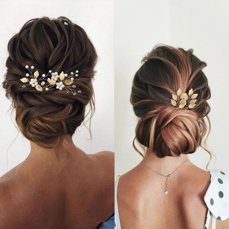 9PCS Gold Leaf Wedding Bridal Hair Pins Clips Vintage Hair Headpiece Jewelry for Bridesmaids Brides Flower Girls Hair Accessorie(Leaf Style)