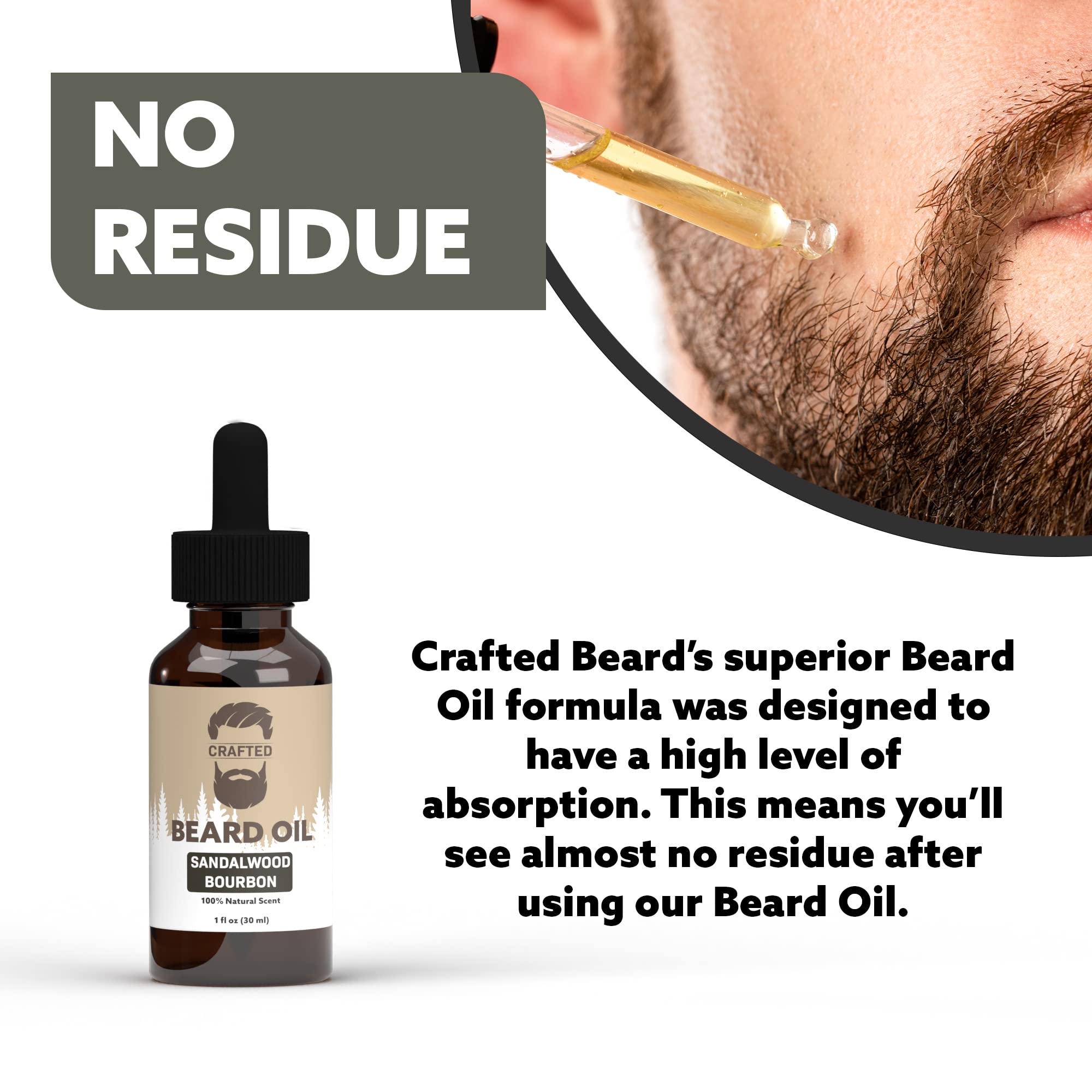 Crafted Beards Beard Oil Beard Oil Conditioner - Leave Your Beard Feeling Amazing - All Natural Ingredients - No Residue - Mustache Oil - 1oz - Made in the USA (Sandalwood Bourbon)