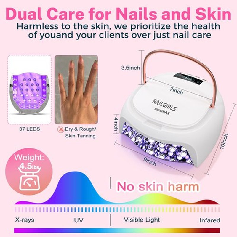 NAILGIRLS 80W UV LED Nail Lamp, Auto-Sensor LCD Display, UV Light for Gel Nails with 4 Timers Flash Cure for Gel Polish, Professional Nail Dryer Fast Curing Lamp Nail Art Tools for Women Girls