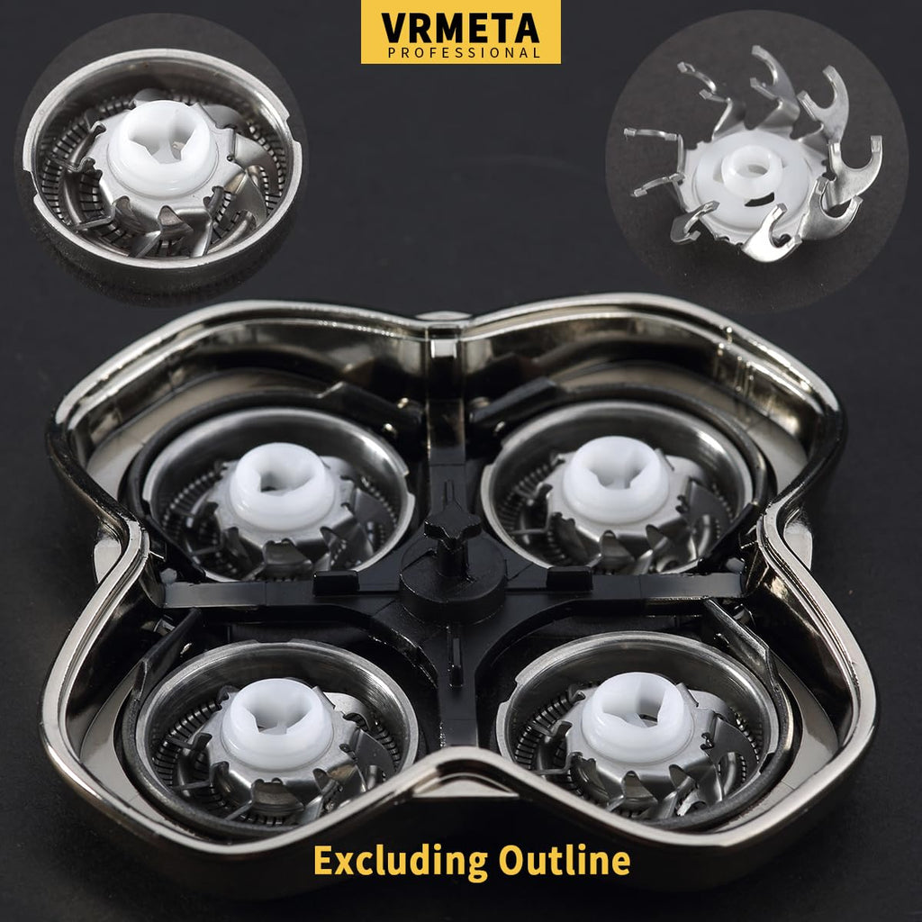 VRMETA 4 PCS Shaver Head Replacement Blades for Skull Pitbull Carver PRO 4 Electric Razor Replacement head