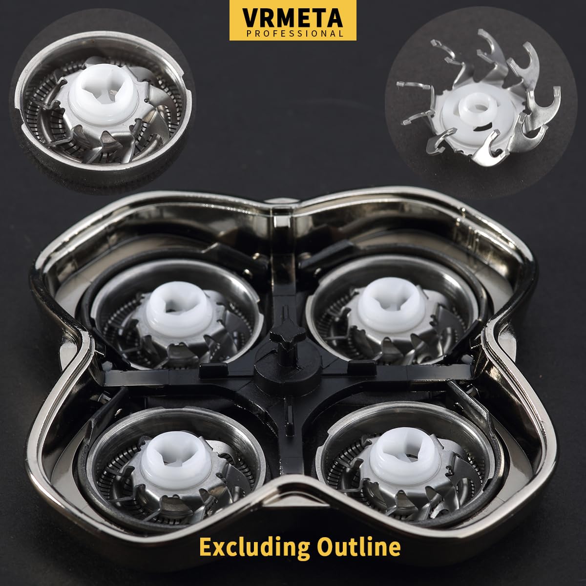 VRMETA 4 PCS Shaver Head Replacement Blades for Skull Pitbull Carver PRO 4 Electric Razor Replacement head