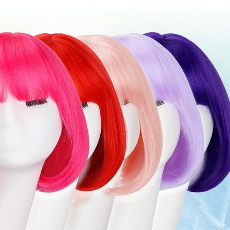 forfeels Light Purple Bob Wigs with Bangs Straight Short Wigs for Women Synthetic Purple Wig for Cosplay Women Funny Wig for Party Halloween Daily Wear Anime Costume Events