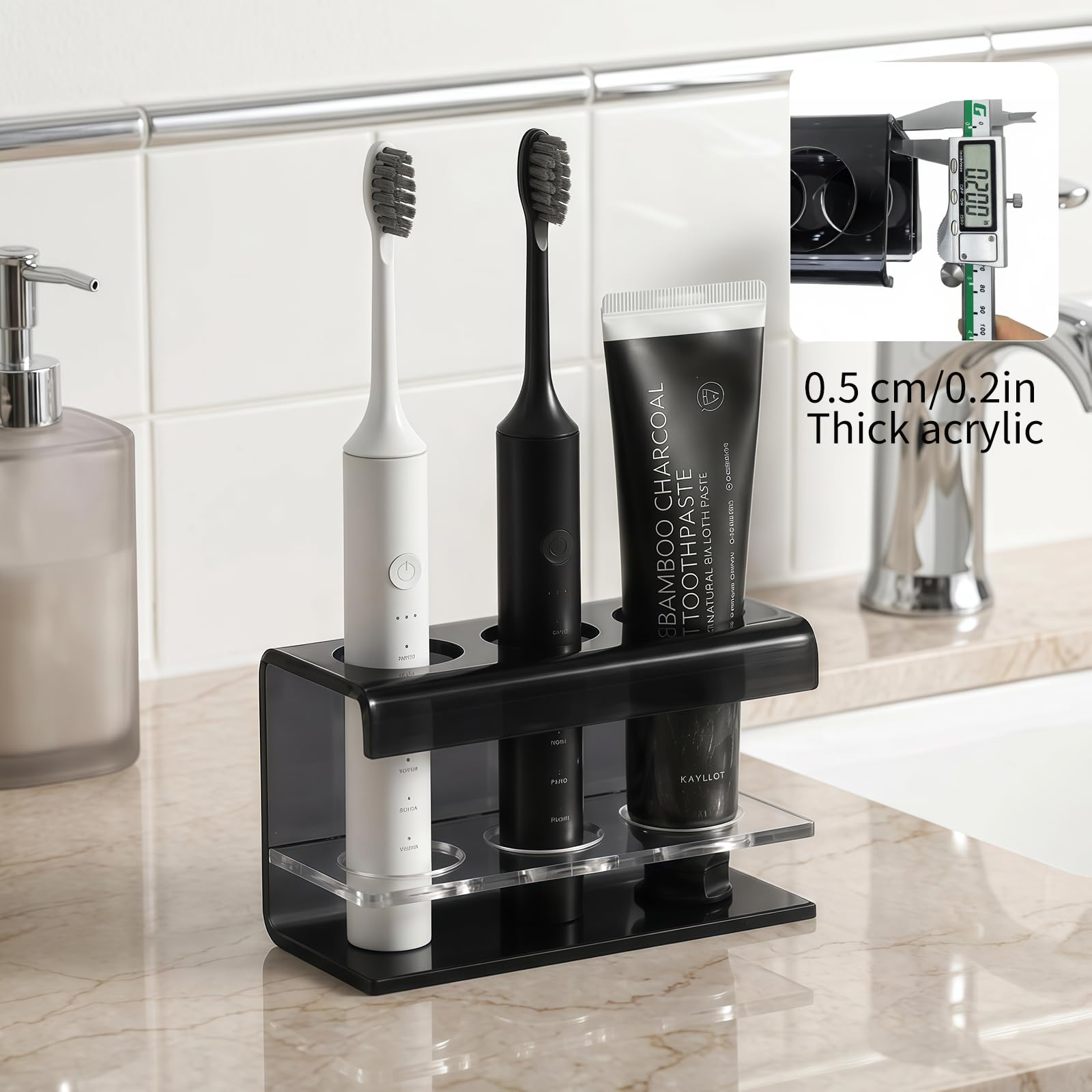 Dvzodlxn 3 Slots Acrylic Electric Toothbrush Holders for Bathrooms(Black)