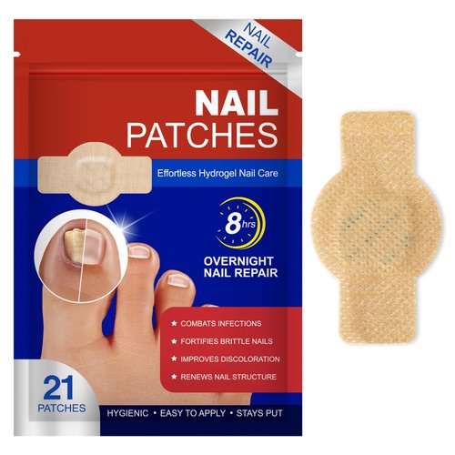 Nail Treatment Patches, 21 Pcs Discolored Thickened Nails Repair, 8 Hour Nightime Nail Renewal Waterproof for men women