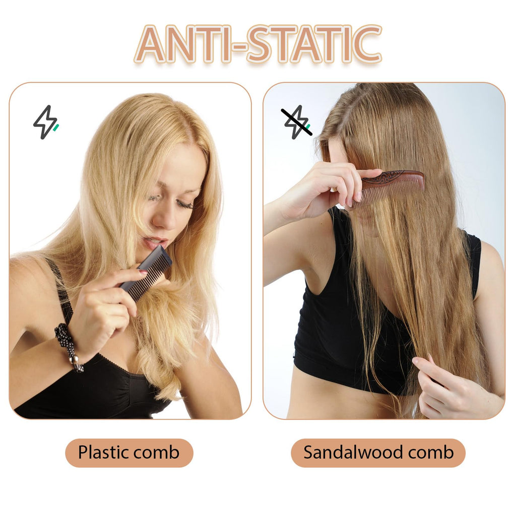 Small Wood Comb for Women Men Birthing Combs Wooden Pocket Hair Comb Fine Tooth Small Portable Wood Combs, Anti Static Carved