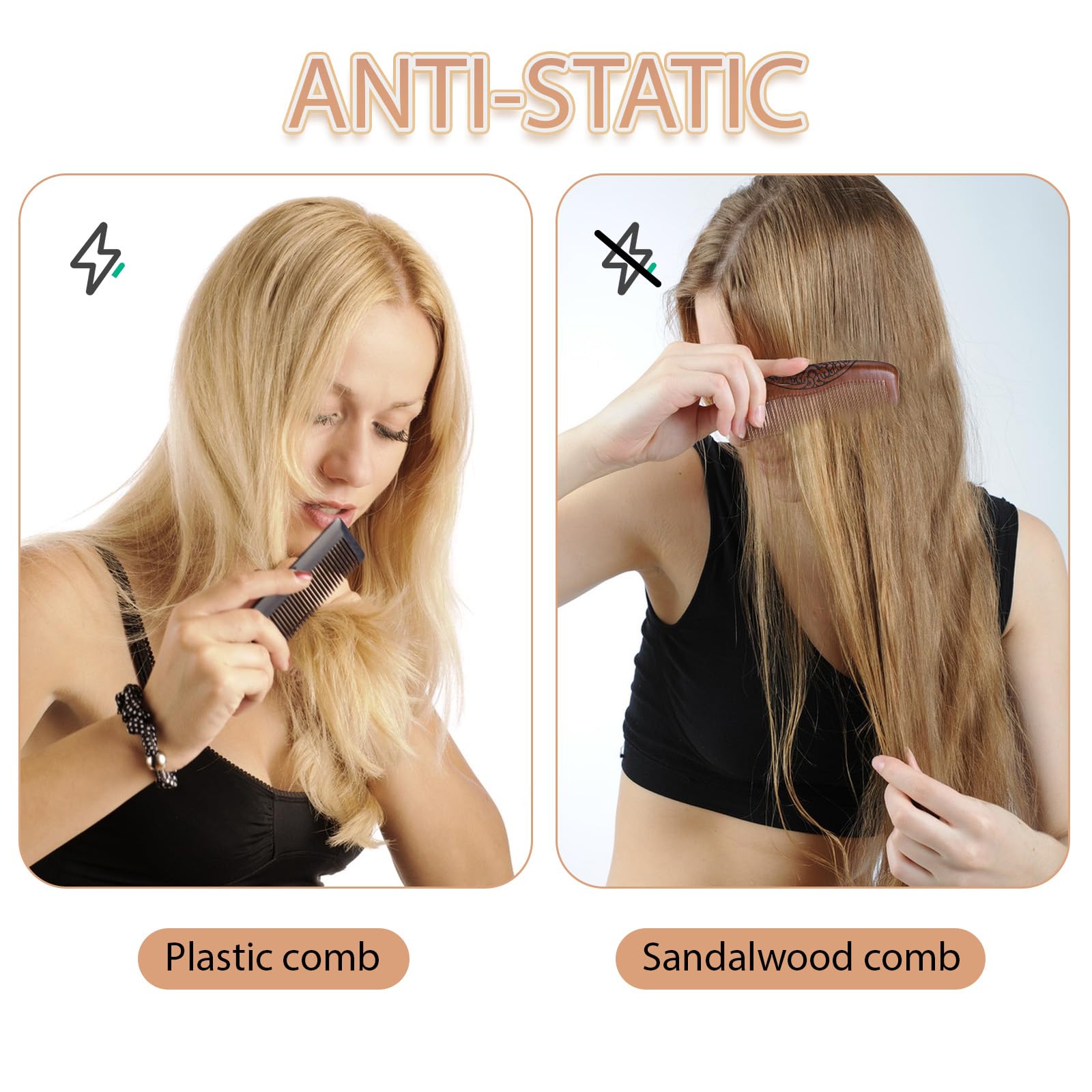 Small Wood Comb for Women Men Birthing Combs Wooden Pocket Hair Comb Fine Tooth Small Portable Wood Combs, Anti Static Carved