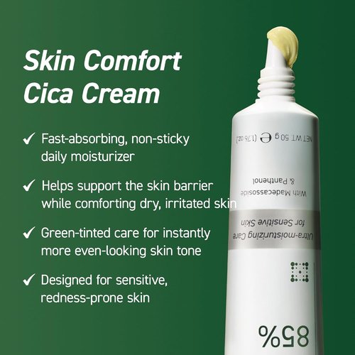 IVOSKIN Cica Redness Relief Treatment Cream - Soothing Green Moisturizer with Madecassoside for Sensitive Skin | Vegan Korean Skincare (1.76oz / 50g)