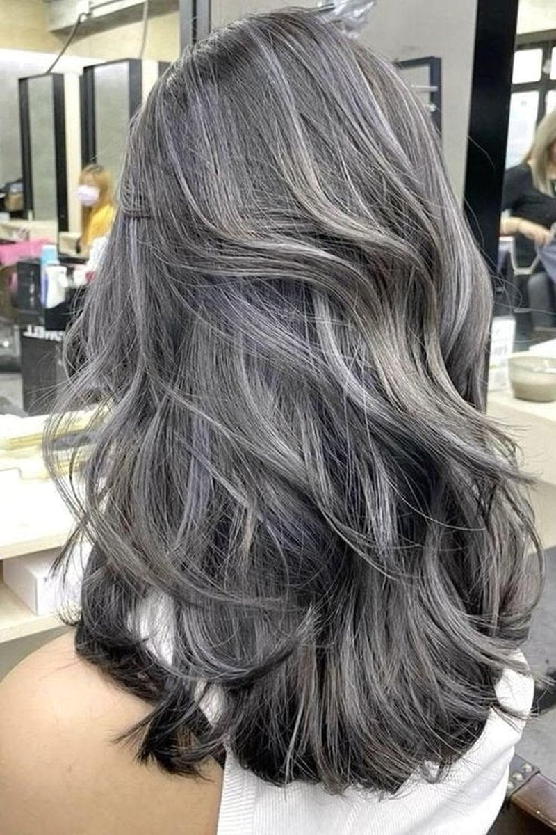 Real Human Hair Salt and Pepper Sew in Hair Extensions 14 Inch 100% Virgin Hair Bundles for Thinning Hair 80G Natural Grey White Hairpiece for Women Daily Hand Tied Double Weft Human Hairs Bundles