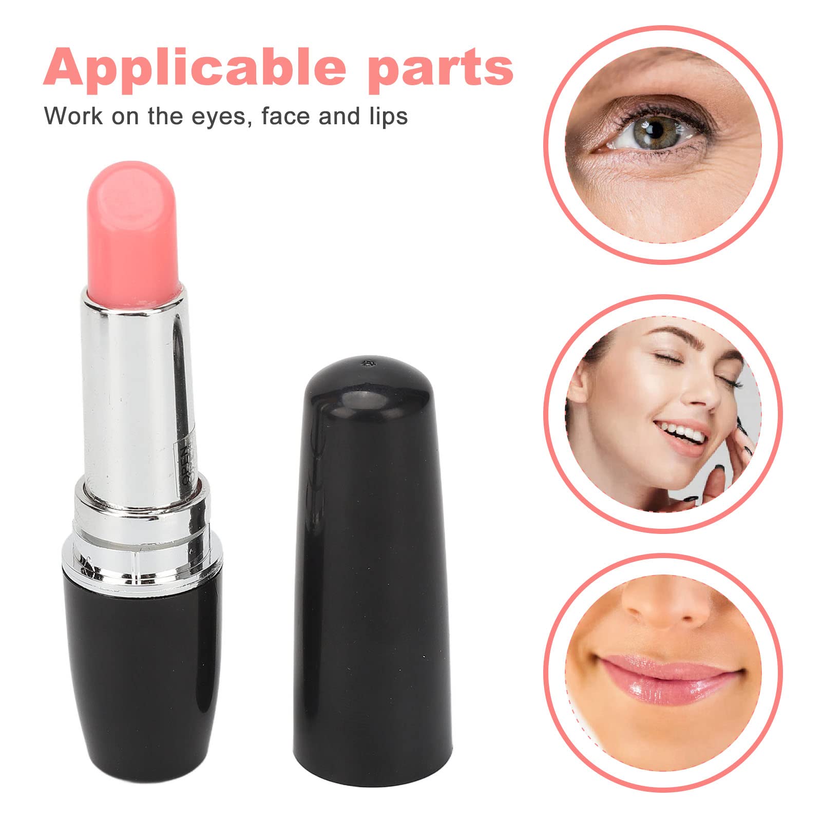 Brrnoo Eye Massager Wand, Massager,Lipstick Massager Portable Black Lipstick Shape Vibration Face Massage Wand for Eye