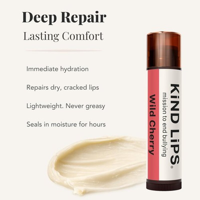 Kind Lips Wild Cherry Organic Lip Balm Natural Moisturizing Lip Care 3 Pack